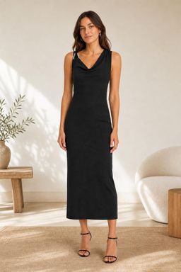 Cider - Asymmetrical Neck Buckle Maxi Dress