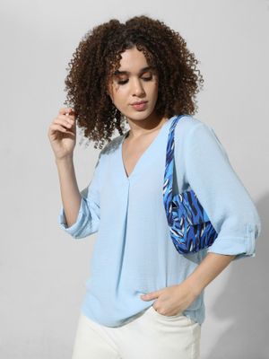 Buy ONLY Blue V-Neck Top Online