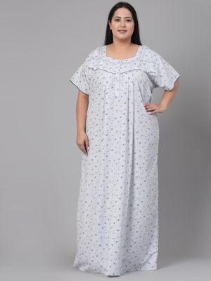 Babyhug Cotton Knit Frill Sleeves Nighty With Sweet Dream Text Print - Navy Blue main image 1
