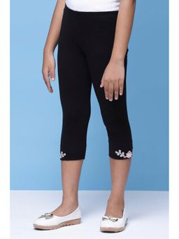 Biba - Girls Black Cotton Lycra Capris Pant