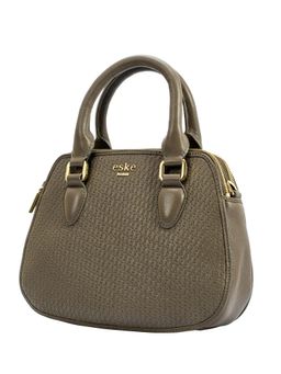Eske - Sophie Double Zip Leather Handbag Taupe
