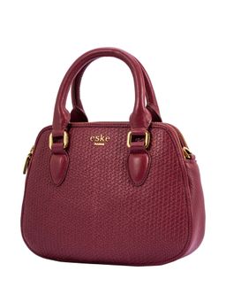 Eske - Sophie Double Zip Leather Handbag Maroon