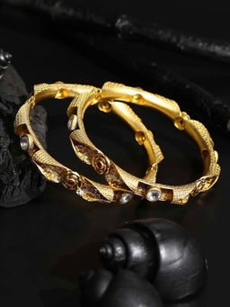 Priyaasi - Artificial Stones Gold Plated Bangle Set