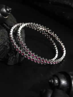 Priyaasi - Purple Silver Plated Bangle Set