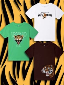 Nusyl - Boys Multi-Color Graphic Printed Half Sleeves T-Shirt (Pack of 3)