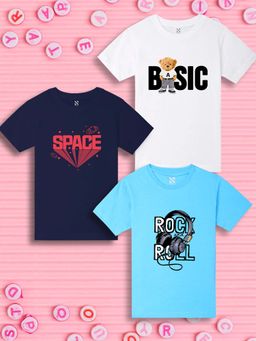 Nusyl - Boys Multi-Color Graphic Printed Half Sleeves T-Shirt (Pack of 3)