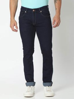 Spykar - Raw Blue Cotton Regular Fit Narrow Length Jeans for Men (rover)