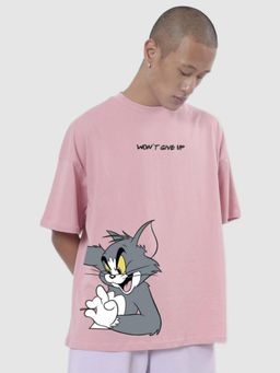 Bewakoof - Official Tom & Jerry Unisex Bridal Rose Tom Chase Graphic Printed T-shirt