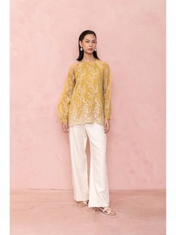 LABEL NAARITI - Mustard Akriti Embroidered Top