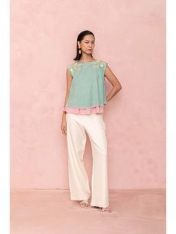 LABEL NAARITI - Green Shreya Embroidered Top