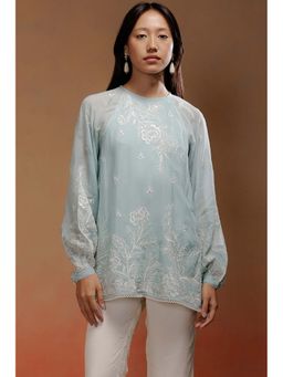 LABEL NAARITI - Blue Arzoo Embroidered Top