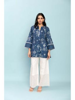 LABEL NAARITI - Blue Ashna Floral Top