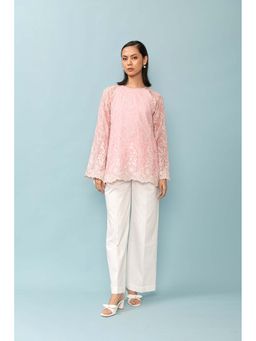 LABEL NAARITI - Pink Akriti Self Design Top