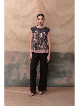 LABEL NAARITI - Black Mrigya Floral Top