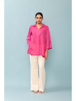 LABEL NAARITI - Pink Saachi Embroidered Top