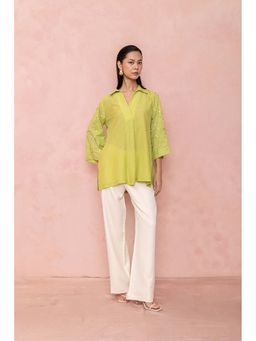LABEL NAARITI - Green Saachi Embroidered Top