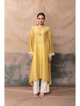 LABEL NAARITI - Mustard Zian Solid/Plain Kurta