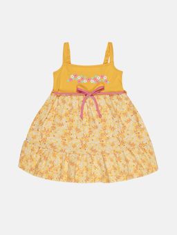 3PIN - Girls Cotton Yellow Floral Dress