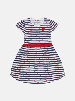 3PIN - Girl Cotton White Striped Dress