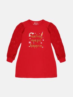 3PIN - Girl Cotton Red A-Line Dress