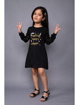 3PIN - Girl Cotton Black A-Line Dress