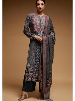 Nirraamyaa - Black Color Kurta with Pant and Dupatta