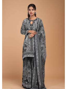 Nirraamyaa - Black Kurta with Sharara and Dupatta