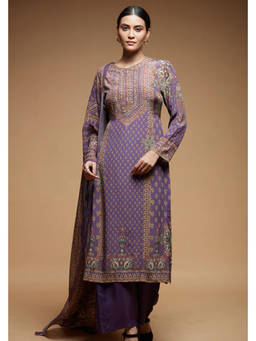 Nirraamyaa - Purple Kurta with Pant and Dupatta