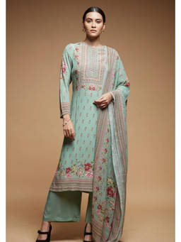 Nirraamyaa - Pale Aqua Kurta with Pant and Dupatta