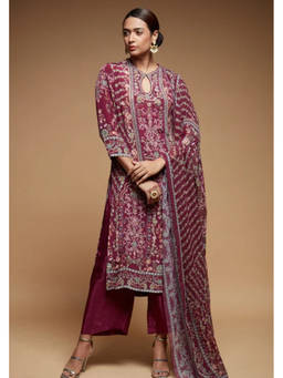 Nirraamyaa - Wine Kurta with Pant and Dupatta