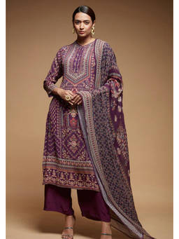 Nirraamyaa - Wine Kurta with Pant and Dupatta