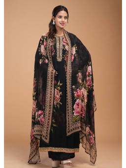 Nirraamyaa - Black Kurta with Pant and Dupatta