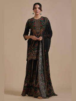 Nirraamyaa - Black Zahra Kurta with Sharara and Dupatta