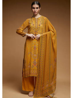 Nirraamyaa - Mustard Color Kurta with Pant and Dupatta