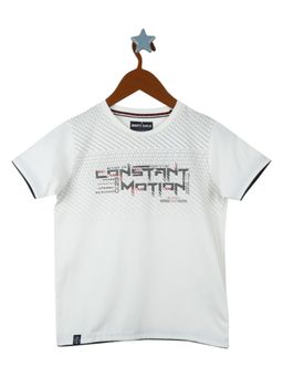 Monte Carlo - Boys Cotton Blend Printed Off White T-Shirt