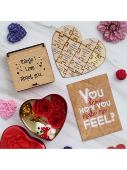 eCraftIndia - Greeting Card, "Things I Love About You" Heart Shaped Puzzle and Heart Shape Gift Box
