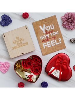 eCraftIndia - Combo of Card, "20 Reasons Why I Love You" Hearts Gift Set, Red Heart Shape Gift Box Set