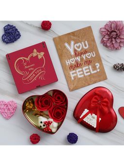 eCraftIndia - "20 Reasons Why I Love You" Wooden Hearts, Red Heart Box and Valentine Card Gift Set