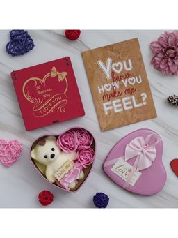 eCraftIndia - "20 Reasons Why I Love You" Wooden Hearts, Pink Heart Box and Valentine Card Gift Set