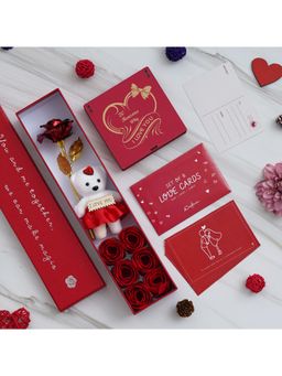 eCraftIndia - Combo of Set of 8 Love Gift Cards, Red Gift Box, "20 Reasons Why I Love You" Gift Box