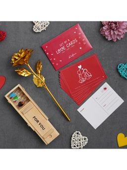 eCraftIndia - Combo of Set of 8 Love Gift Cards, Golden Rose, "for You" Message Bottle Box Set