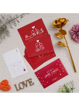 eCraftIndia - Valentine Gift Hamper Set of 8 Love Valentine Cards Golden Rose Showpiece