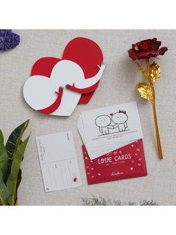 eCraftIndia - Combo of Set of 8 Love Gift Cards, Golden Red Rose, Heart Hugging Each Other Gift Set