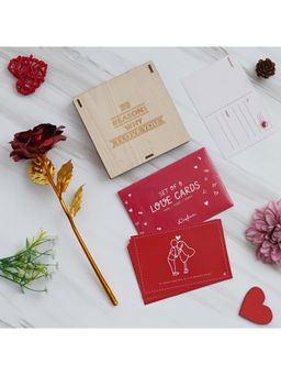 eCraftIndia - Combo of Set of 8 Gift Cards, Gold Red Rose, "20 Reasons Why I Love You" Hearts Gift Set