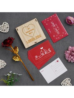eCraftIndia - Combo of Set of 8 Gift Cards, Gold Red Rose, "20 Reasons Why I Love You" Hearts Gift Set