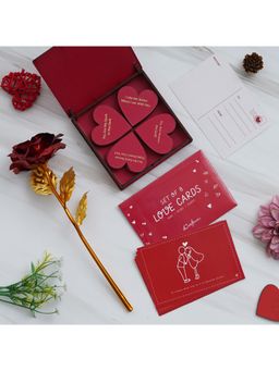eCraftIndia - Combo Set of 8 Gift Cards, Gold Red Rose,"20 Reasons Why I Love You" Red Hearts Gift Box