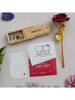 eCraftIndia - Combo of Set of 8 Love Gift Cards, Golden Red Rose, "for You" Message Bottle Set