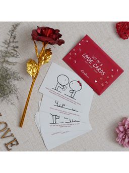 eCraftIndia - Valentine Combo of Set of 8 Love Gift Cards, Golden Red Rose Gift Set