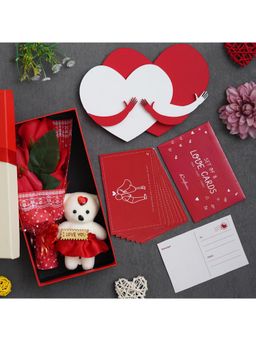 eCraftIndia - Combo Set of 8 Gift Cards, Heart Hugging Each Other, Rectangle Valentine Gift Box