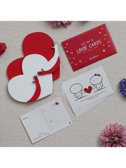 eCraftIndia - Valentine Combo of Set of 8 Love Gift Cards, Red/White Heart Hugging Each Other Gift Set
